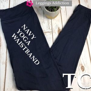 Butter Soft Yoga Waistband Solid Navy Leggings TC